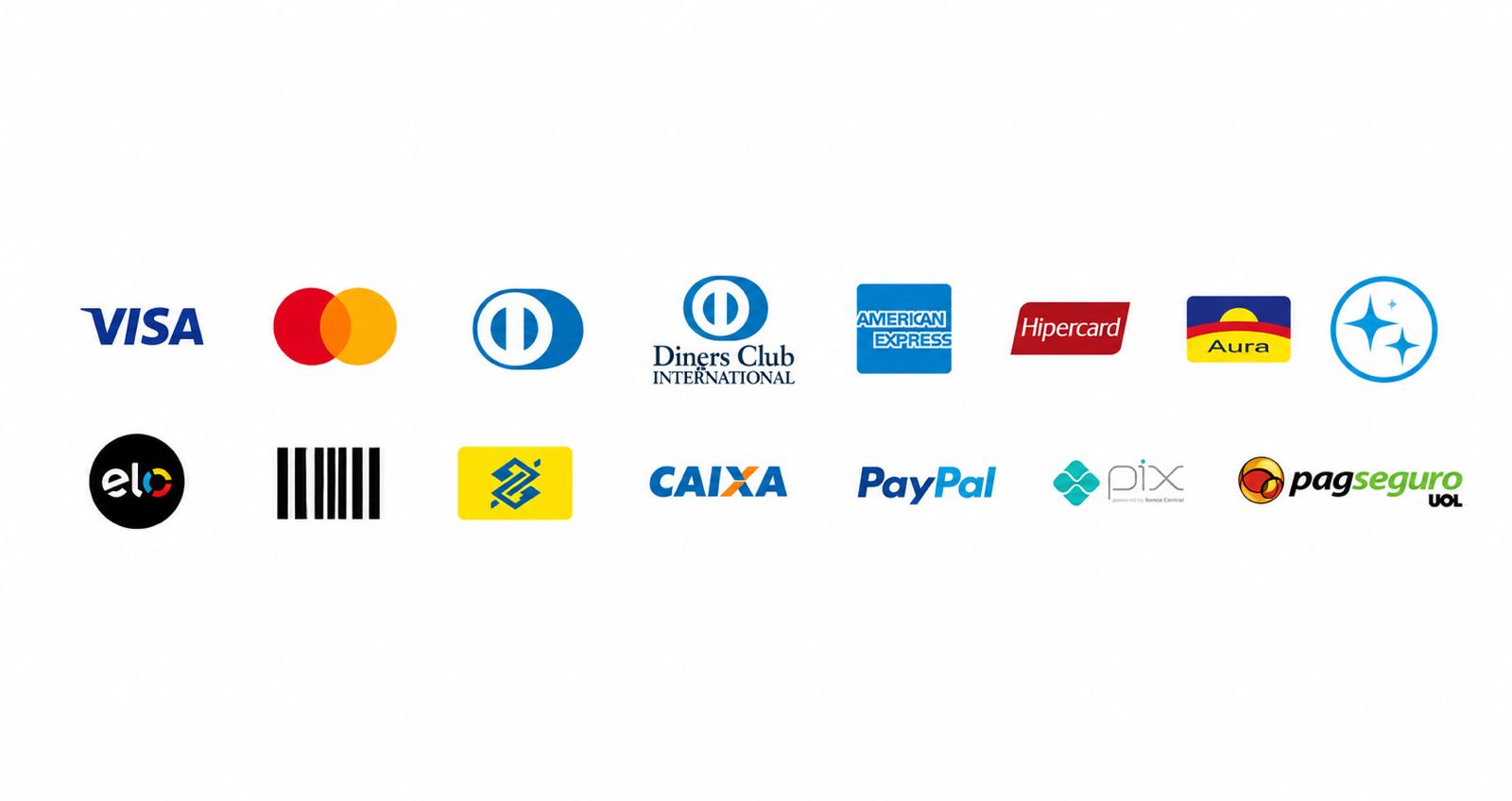 Logos das formas de pagamento aceitas